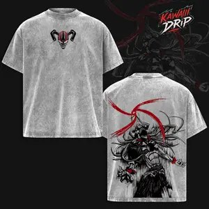 Ichigo Kurosaki Bleach Tee & Hoodie Washed – Vintage Oversized Heavy Cotton Anime Manga Hoodie & T-Shirt, Double Printed Retro Unisex Streetwear Graphic Top, Soul Reaper Bankai Edition, Japanese Anime Merch