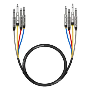 Phenyx Pro PCBL-QR4IN1-3 4-Channel TRS Snake Cable – Color-Coded 1/4" TRS to TRS, 3ft Balanced Patch Cable w/ 24AWG OFC Copper, for Guitar, Bass, Amp, Audio Interfaces & Mixers