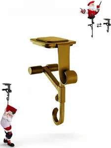 No Drilling Required Mantel Sock Hooks 2 in 1 Adjustable Wreath Hooks, Heavy Duty Hooks for Christmas Decorations, Securely Hold Socks and Wreaths