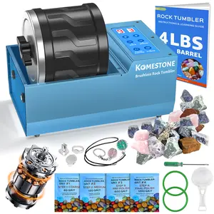 Professional Rock Tumbler Kit – 4LB Large Capacity Barrel with Brushless Motor & Heavy Metal Base, Adjustable Speed & 9-Day Timer, Includes All Accessories, Rock Polisher for Adults & Collectors