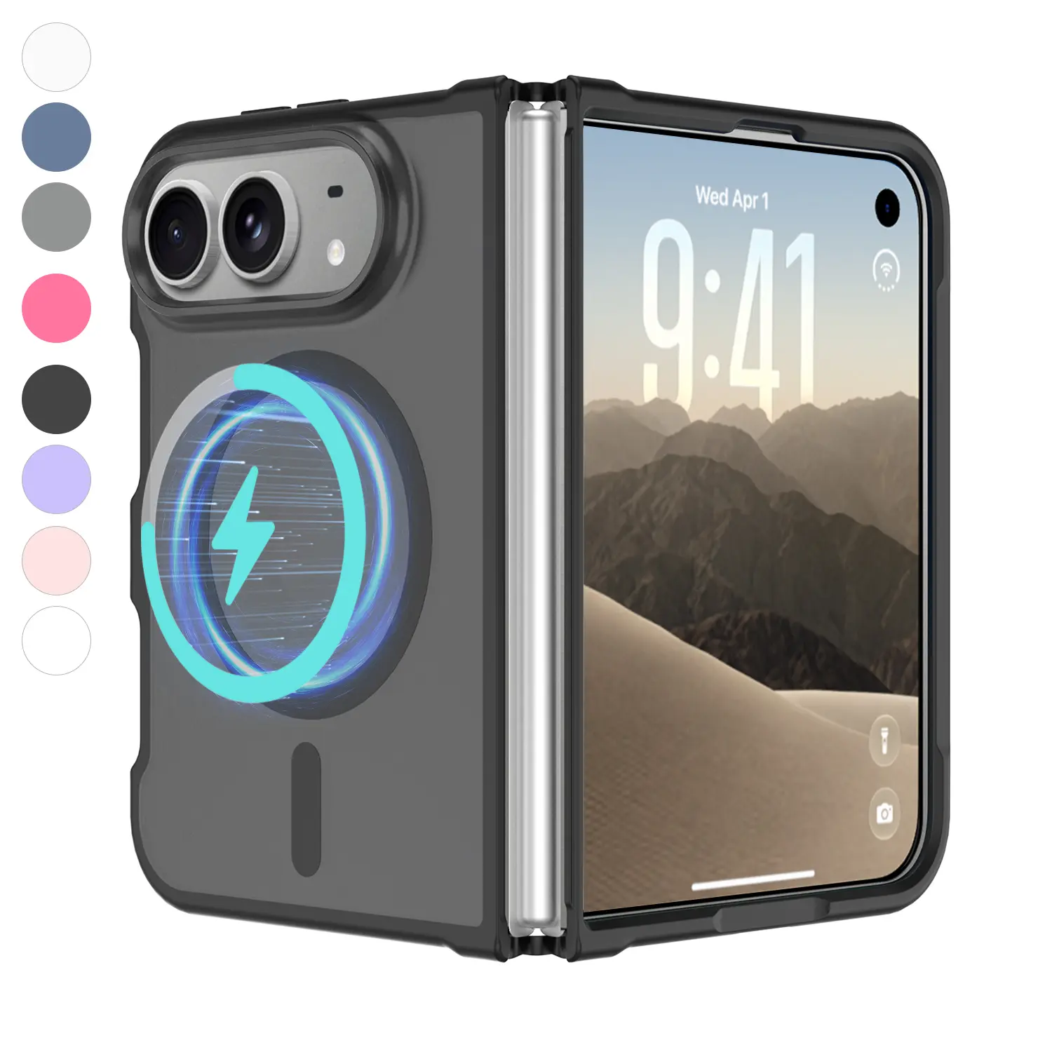 Magnetic for iPhone Duo Case Heavy Duty Protection Compatible with MagSafe, Fold Matte Translucent Fit for Magsafe Mag safe Translucent Matte Magnetic Back, Military Grade Drop Protection, Non Slip,Shockproof Bumper Case