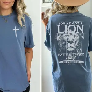 You've Got A Lion Inside Those Lungs Oversized Vintage Tshirt, Christian God Shirt, Jesus Shirt, Jesus shirt, Gildan Shirt Unisex Crewneck, Top Casual Basic