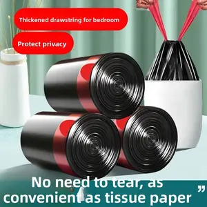 300PC 200PC 100PC tear-resistant black large roll garbage bags for dormitories, household drawstring trash bags, thickened plastic bags with handles