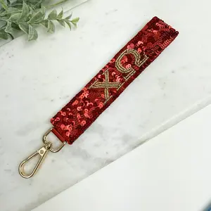 Chi Omega Sequin Wristlet Keychain – ΧΩ Sorority Keychain