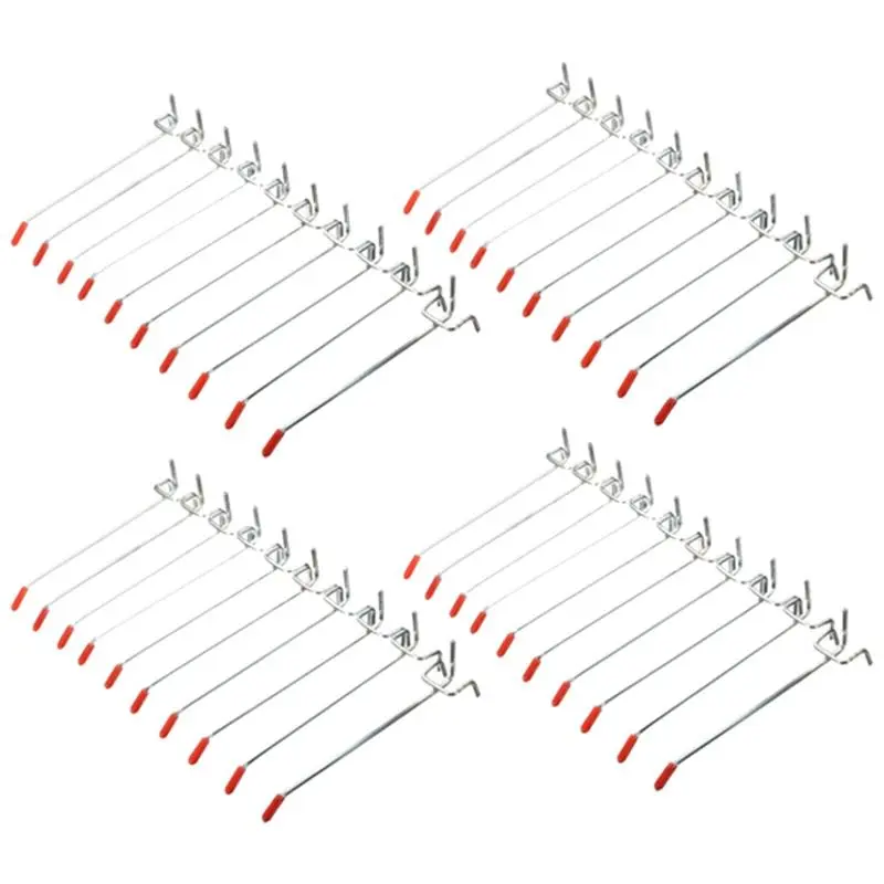 40Pcs Metal Pegboard Hooks, 150mm Single Hooks for 25mm Slat Wall Displays in Sports & Outdoor Cycling Shops, Metal Hooks