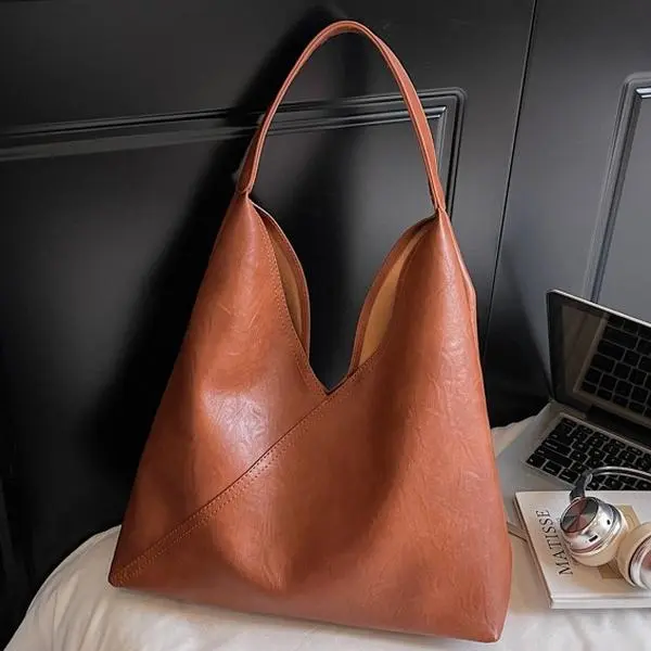 Leather Shoulder Bag - Soft Everyday Carry - Leather Shoulder Bag, Minimal Design, Adjustable Strap