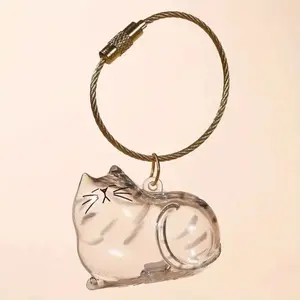 Cat Fur Memorial Keychain Keepsake Capsule Hair Storage Pendant for Pet Remembrance Fillable Custom Fillable Capsule Design Cat-Inspired Design Choices Pendant or Keychain Versatility Gift of Comfort & Healing