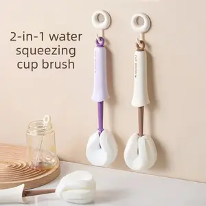 Baby bottle cleaning sponge brush, cup brush, water cup cleaning tool, long-handled, multi-functional, four-in-one thermos lid brush