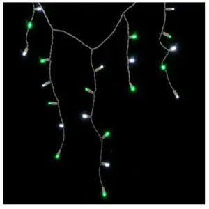 Reinders  Pure White and Green LED Icicle Lights on White Wire