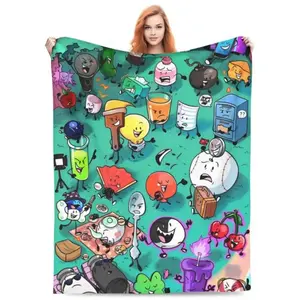 BFDI Inanimate Insanity All Characters Cartoon Blanket Battle For Dream Island Blanket Bedding Office Soft Bedroom Quilt