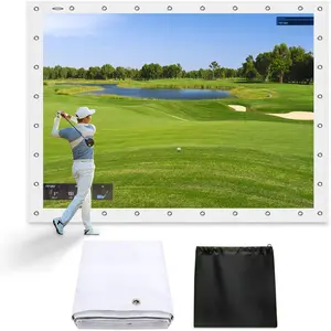 Golf Simulator  Screen: 7mm Thickened hScreen for Indoor//Garage  - Ultra Clear  Screen with 32 count Grommets Holes,
