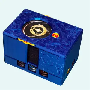 Sapphire Lorcana Deck Box with Lore Counter Token Tray & Card Storage Holds 60 Double Sleeved Cards Super Strong Magnets