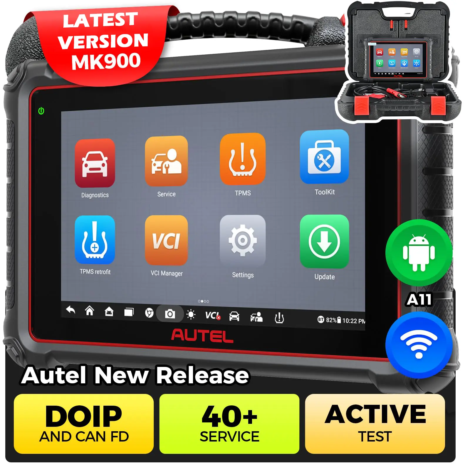 Autel MaxiCОM MK900 Scanner, 40+Service, CAN-FD DOIP, 3K+ Active Test, Full Diagnose, WFi Print, 11 OS,FCA SCW OBD2 Scanner Bi-Directional, Summervibes