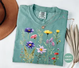 Comfort Colors Cottagecore Flowers T-Shirt, Wildlfowers Tee, Vintage Flower Tshirt, Gift For Gardener, Boho Botanical Tee, Floral Clothing