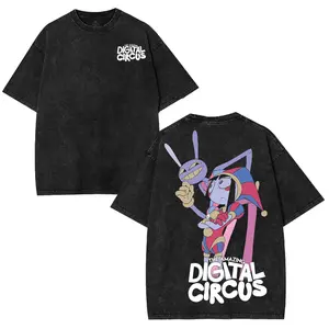 The Amazing Digital Circus Pomni x Jax Menswear Gift for anime fans Top Apparel Classic Seamless Simple designer shirts Men's Regular Fit Floral Print Tee Cotton Fabric Black Casual