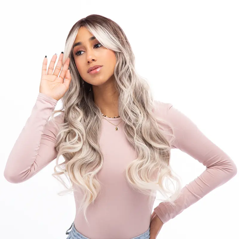 26-Inch Blonde Ombré Loose Wave Synthetic Wig | 【Heat Resistant】 【Cap Included】 | #41FSGA