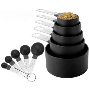 Measuring Cups and Spoons Set of 10 Pieces, Stackable Stainless Steel Handles, Ideal for Dry and Liquid Ingredients, Essential Kitchen Gadget