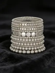 13 bracelets set! ins wind stacked silver round beaded elastic bracelets, niche design versatile commuter jewelry, sweet and cool hot girls daily wear accessories, and give girlfriends gifts.