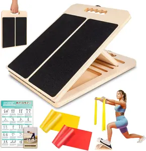 Slant Board for Calf Stretching 5 Angle Portable Adjustable Calf Wooden Stretch Board with Training Poster 300lb Weight Capacity for Ankle Heel Feet Leg Knees Physical Therapy Equipment