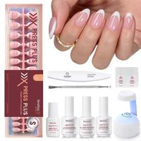 224 pcs Short Almond Uv Press On Kit