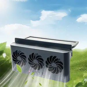 Portable Solar & USB Dual Power Car Cooling Exhaust Fan, Easy Installation Car Window Vent Fan, Energy Saving Low Noise Auto Air Ventilator, Quickly Reduce Car Temperature, Moisture & Odor Removal Car Accessory