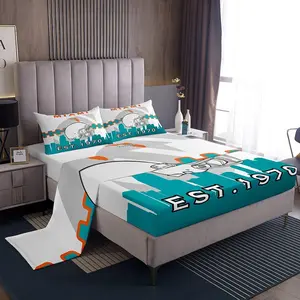 Feelyou Football Themed Bedding Sheets Set - Miami Themed Bedding for Kids (Boys, Girls), Football Themed Sheets
