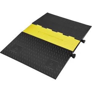 VEVOR 5-Channel Rubber Wire Cable Guard, 22000 lbs Per Axle Load Capacity, Durable Hinged Lid Ramp for Driveway Speed Control, Indoor/Outdoor Accessibility Compliance, Father's Day Gift