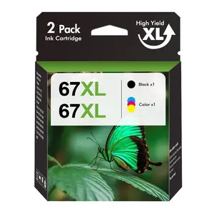 67XL Ink Cartridges Black Color Combo Pack Replacementfor HP Ink 67 67XL Printer Ink Works for HP DeskJet 4227e2827e 2755e 2855e 2800 4155e 2755 2852e Envy 6055e6000 6455e (2 Pack)