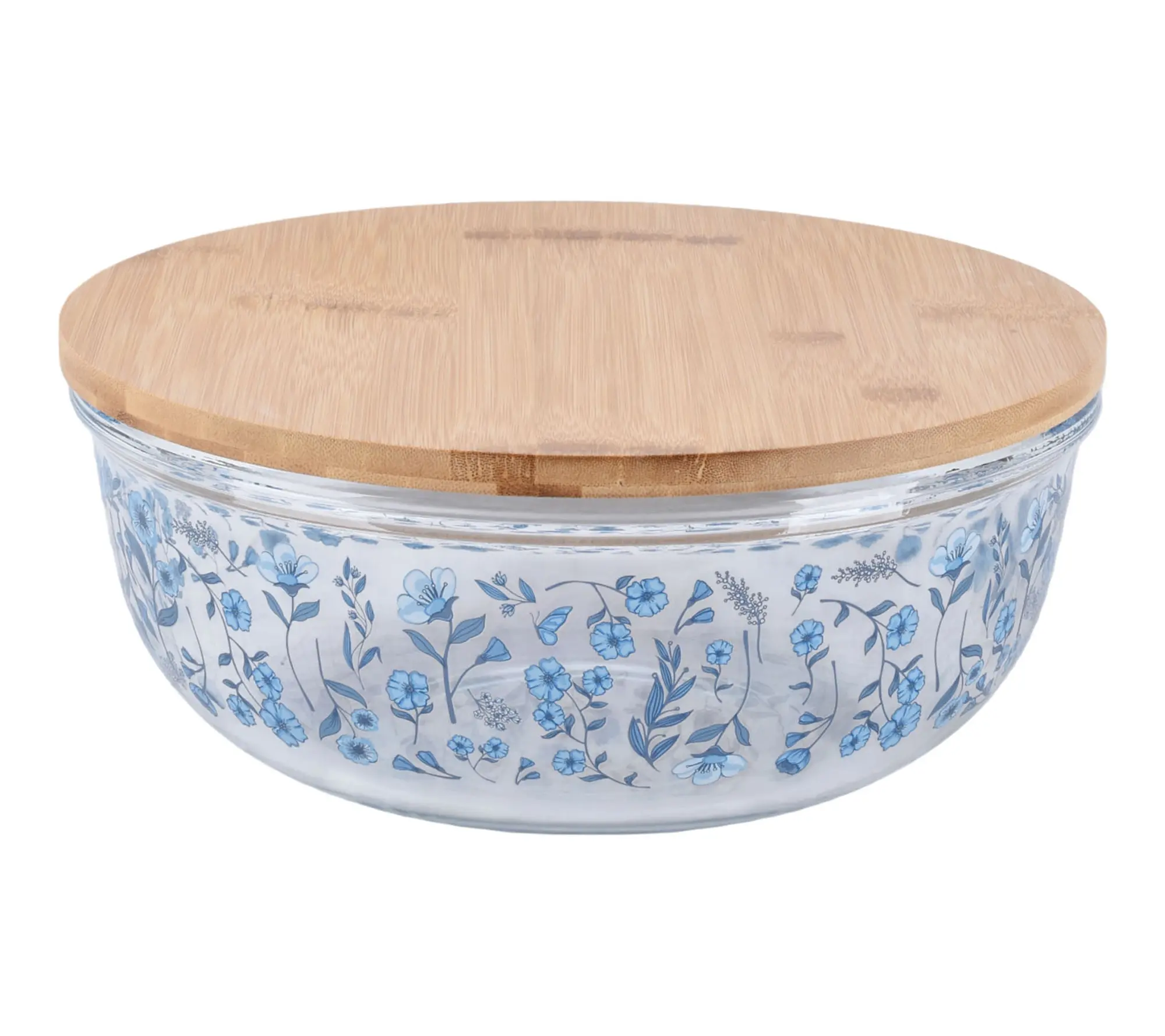 Temp-tations Seasonal 6-qt Shallow Glass Bowl w/ Bamboo Lid