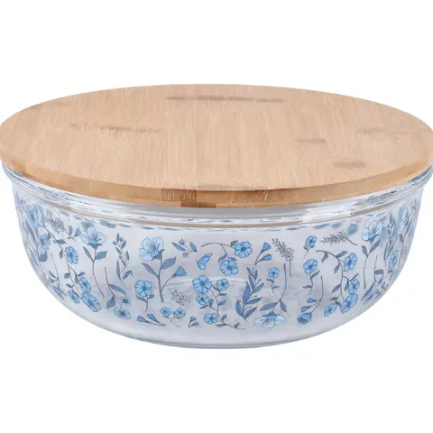 Temp-tations Seasonal 6-qt Shallow Glass Bowl w/ Bamboo Lid