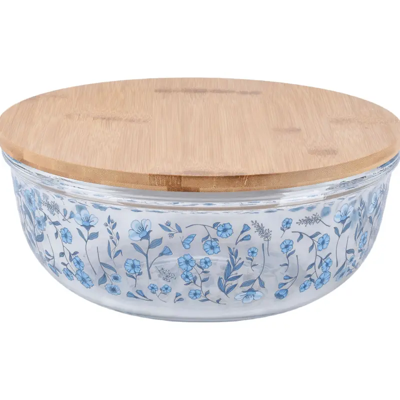 Temp-tations Seasonal 6-qt Shallow Glass Bowl w/ Bamboo Lid