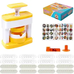 Badge Maker for Kids, DIY Art Pin Button Badge Maker Machine, Portable Press Machine Badge Punch Kit with 48 Patterns Badges, Birthday Gift
