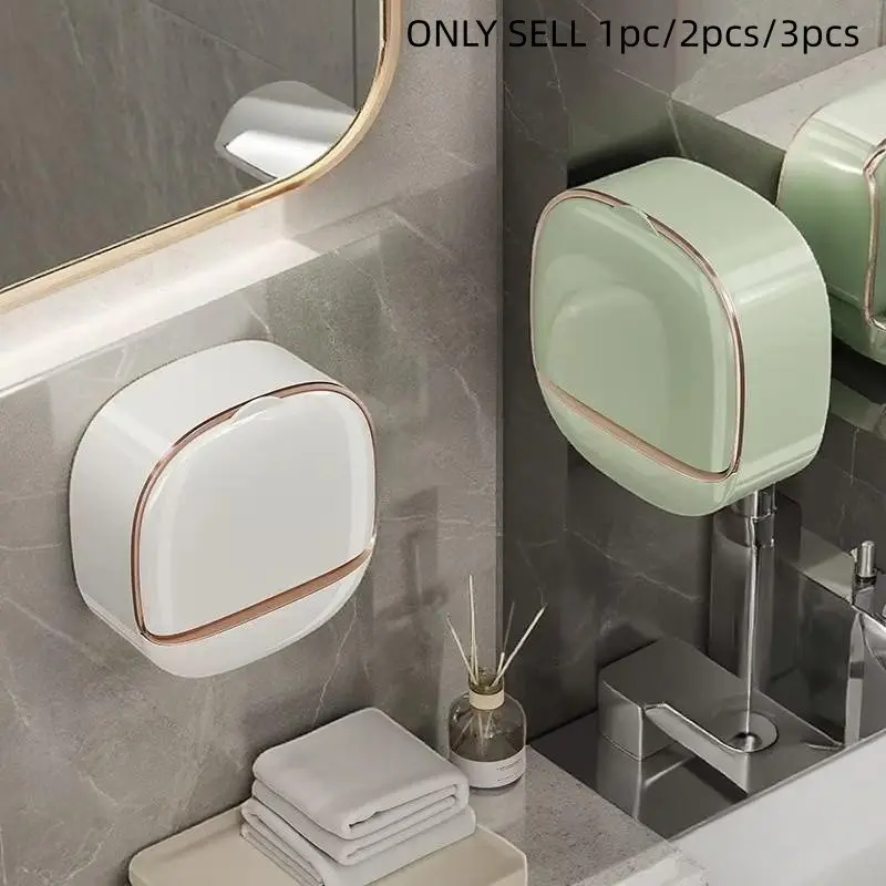 Wall Mounted Soap Dish, Punch Free Soap Bar Holder with Drainage, Soap Bar Storage Rack, Bathroom Supplies, Bathroom Accessory, Home Supplies, Soap Tray, Bathroom Essentials Accessories