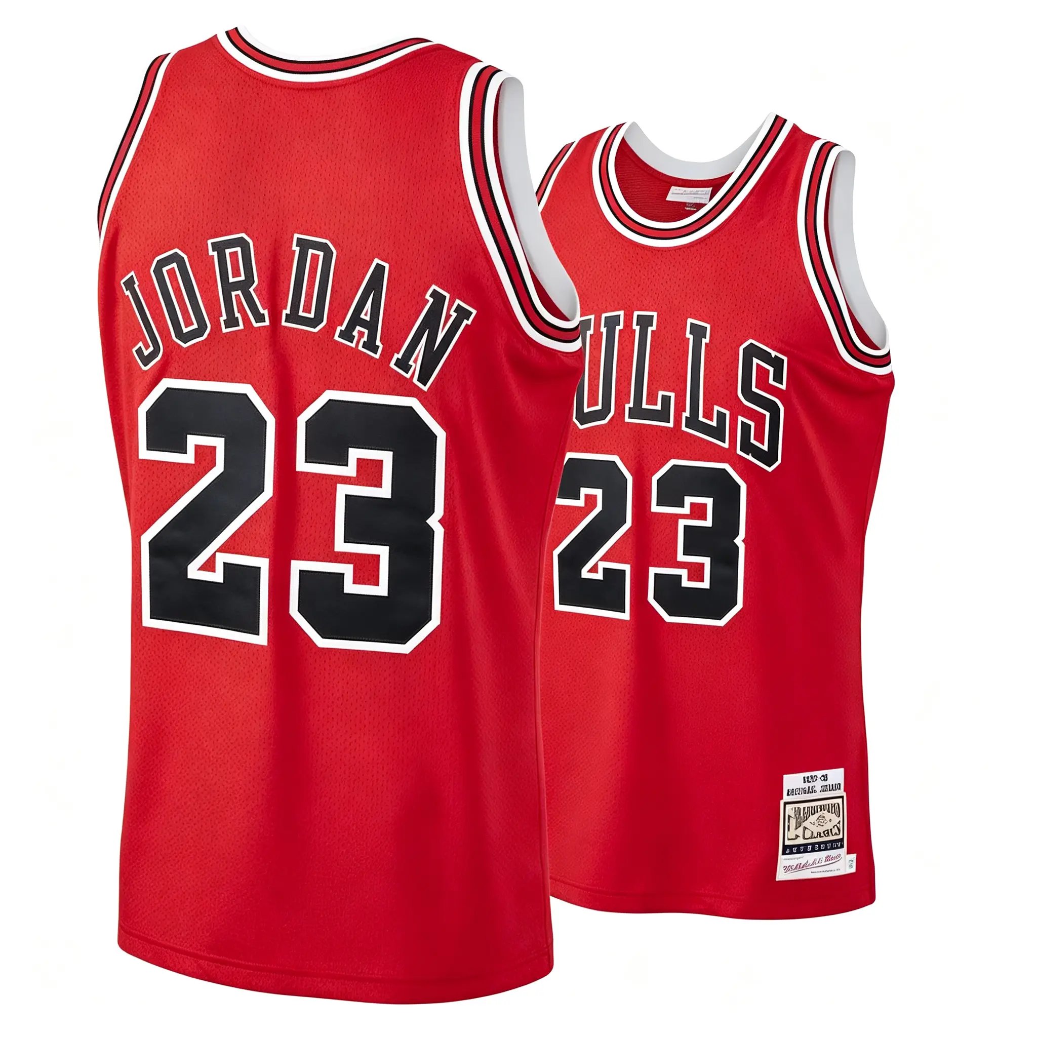 stitched Men's Classic-Design Sleeveless Basketball Jerseys Retro Red shirt 1997-98