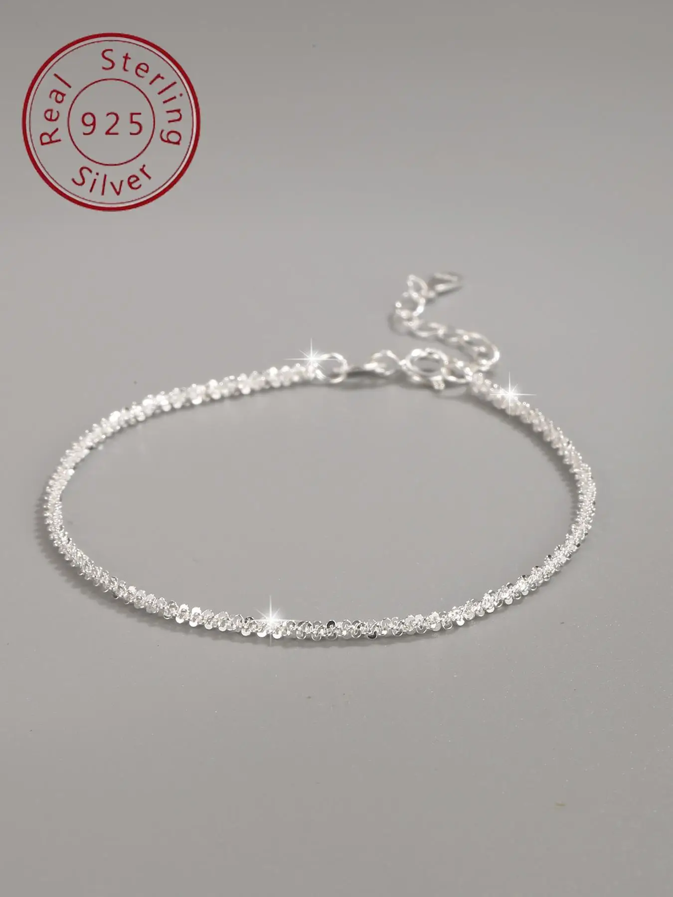 S925 Sterling Silver Glitter Rhinestone Decorated Lobster Closure Bracelet, Fashionable Matching Bracelet for Women & Girls, Trendy Acool Female Acces