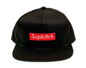 Supbitch Funny Hat One Size Flat Bill Cap Unisex Black