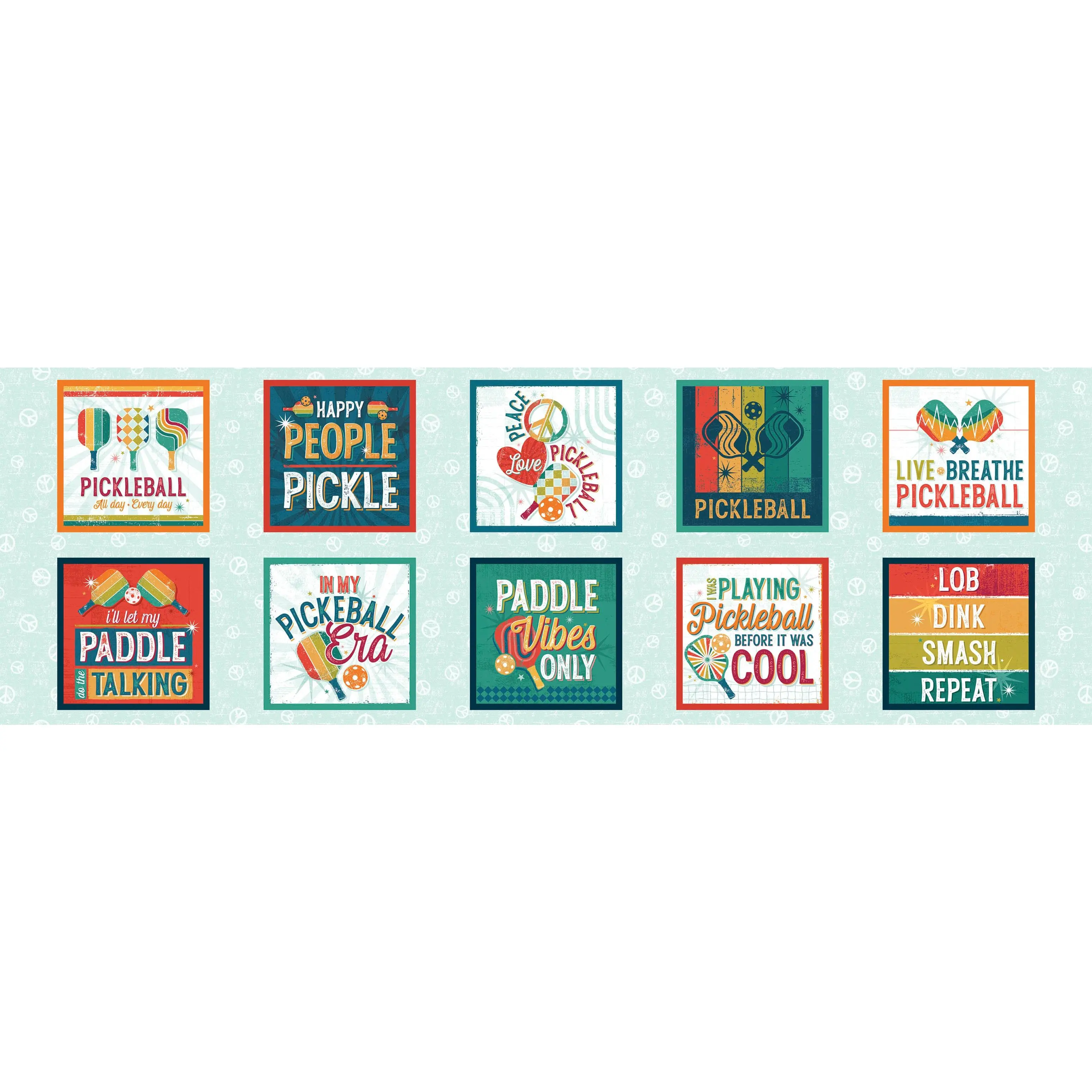 Fabric P & B Textiles Pickleball Patched panel Peace, Love, Pickleball by the Quarter Yard PLPI-6024-M