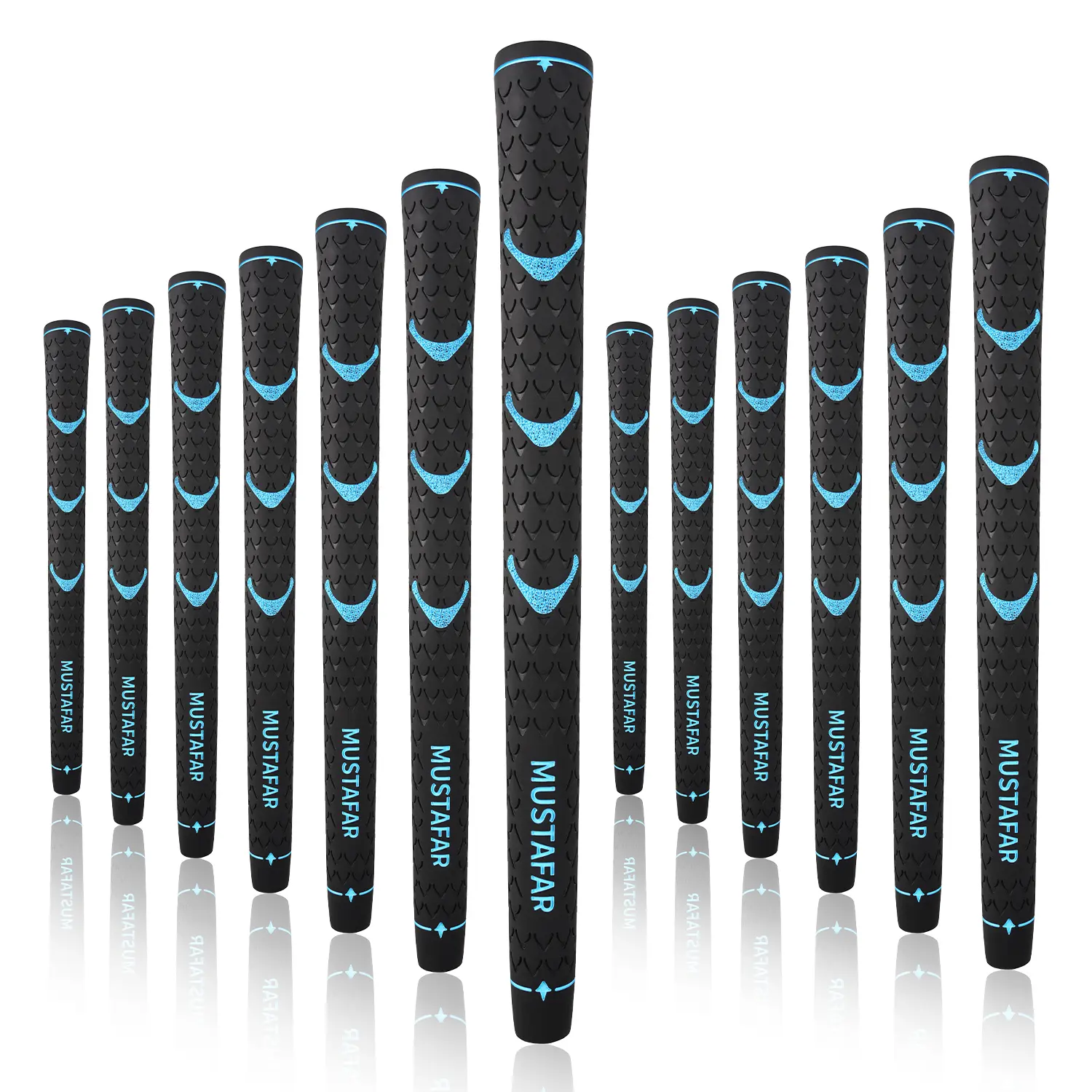 WUDAY 13Pcs Rubber Golf Grips – Anti-Slip, Shock-Absorbing, Thumb Texture Design for Professional Control, Red/Green/Blue/White, Soft & Non-Slip Club Grips Blue Anti-Slip Golf Club Grip Set