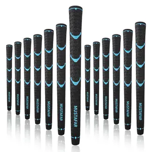 WUDAY 13Pcs Rubber Golf Grips – Anti-Slip, Shock-Absorbing, Thumb Texture Design for Professional Control, Red/Green/Blue/White, Soft & Non-Slip Club Grips Blue Anti-Slip Golf Club Grip Set