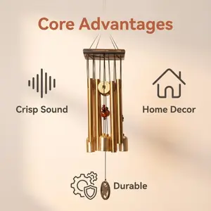 Handmade Metal Wind Chime, Clear Melodic Sound, Rust-Resistant, Ideal for Front Porch or Indoor Living Room Decor, Garden Accessories