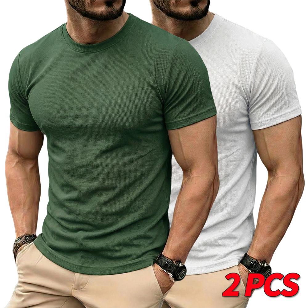 6-pack men’s solid-color casual T-shirts, skin-friendly and soft, moisture-wicking, breathable, quick-drying, lightweight and comfortable—ideal for summer sports and fitness wear.