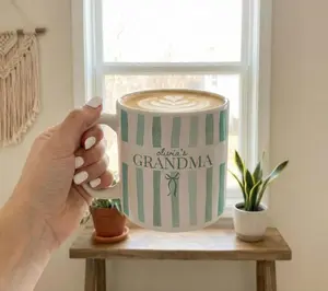 Custom Grandma Mug, Nana Stripe Coffee Cup, New Grandma Gifts, Mother's Day Gift, Grandmother Present, New Baby Gift for Grandmas
