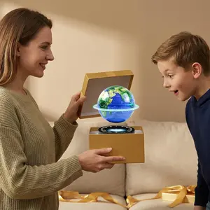 6Inch Magnetic Levitating Globe with LED Light, Anti-Gravity Floating World Map Lamp, Touch Control Rotating Earth Decor for Home Office, Unique Gift for Adults Kids