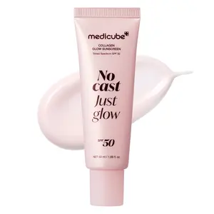 [NEW] [medicube] No Cast Just Glow Collagen Sunscreen | SPF 50 Broad Spectrum Face Sunscreen | Lightweight, Non-Sticky, Hydrating Formula | No White Cast or Residue | Peptide, Cica for Soothing & Natural Glow