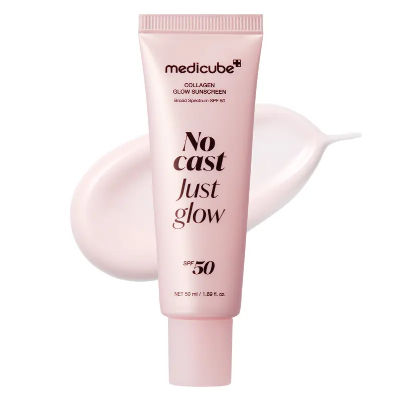 [NEW] [medicube] No Cast Just Glow Collagen Sunscreen | SPF 50 Broad Spectrum Face Sunscreen | Lightweight, Non-Sticky, Hydrating Formula | No White Cast or Residue | Peptide, Cica for Soothing & Natural Glow 0