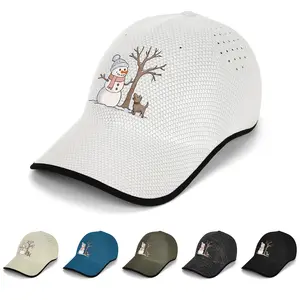 1 Pcs Christmas Foldable Graphic Cap Retro Cute Xmas Snowman Adjustable Sun Protection Cap Breathable Quick Dry Althletic Hat Outdoor Activities Hiking Walking Clumbing Mountain Golf Trucker hats Birthday New Years Gifts