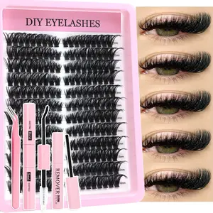 216 Piece DIY Eyelash Cluster Set, Volume Individual Lashes, Ultra-Dense Curled Lashes Extensions, Perfect for Beginners, Fine Feather Design, Quick Application