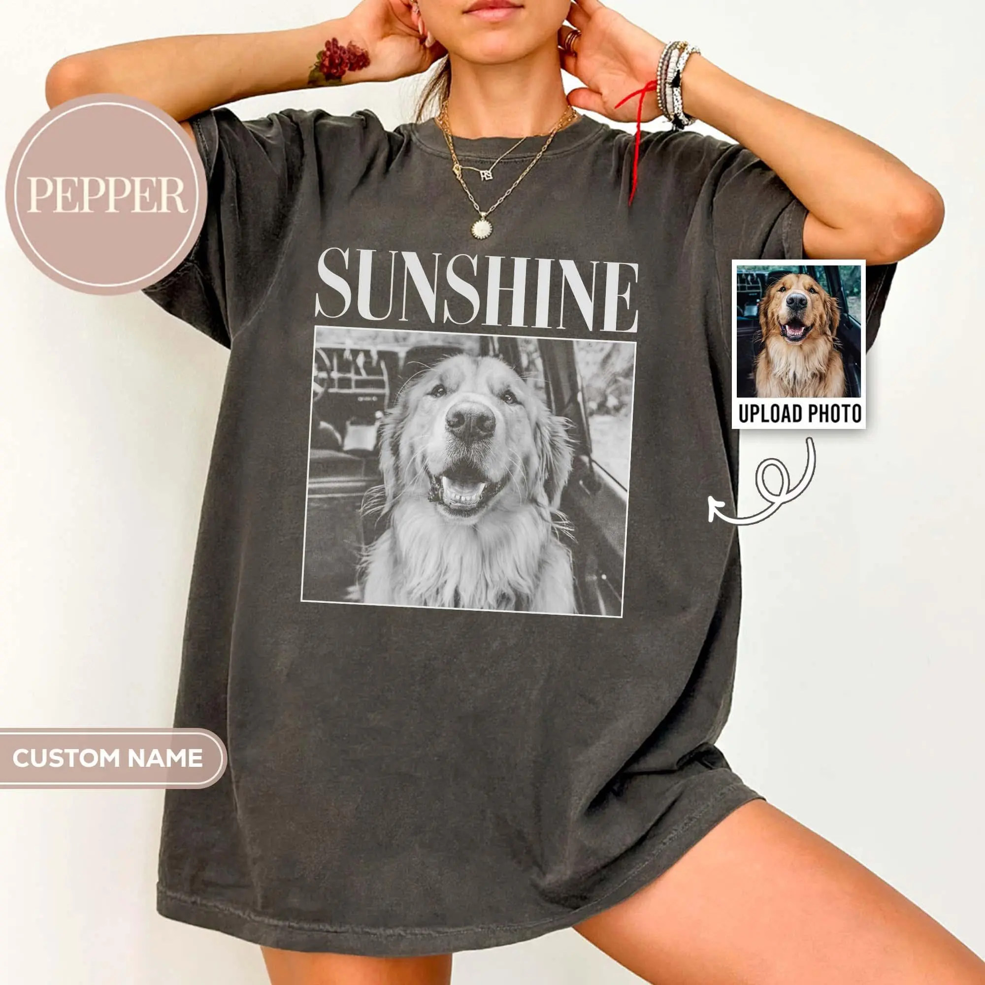 Custom Pet Photo Shirt, Dog Mom Gift | Personalized Picture Graphic | 100% Cotton Tee