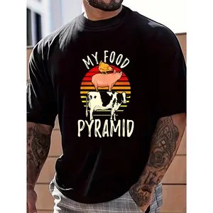 100% Cotton My Food Pyramid Meat Eater Carnivore Diet Food Nutrition Fun T-Shirt Women's Men's Graphic Tee Crew Neck summer vacation Tops