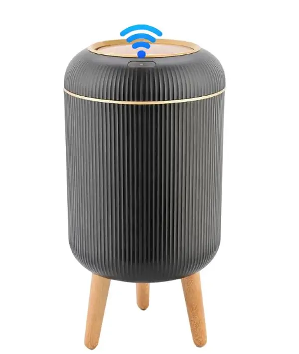 Motion Sensor Trash Can with Lid, 3 Gallon / 12 L Automatic Bathroom Trash Can, Touchless Trash Bin, Smart Plastic Garbage Can with Removable Legs for Bathroom, Bedroom, Kitchen, Office, White&Black